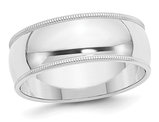 Men's 14K White Gold Polished 8mm Milgrain Wedding Band Ring